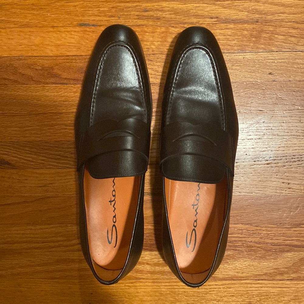 Santoni Mens Loafers dark brown Size 10D.